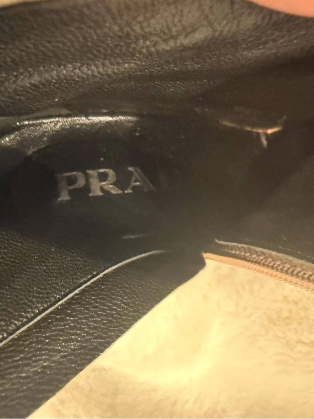 Prada Two-Tone Black and Taupe Pointed Ankle Boots - Picture 6 of 6